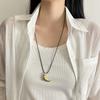 Estilo Coreano Bolso Simple de Cuerno Cadena de Suéter con Cuerda Negra Cadena para Cuello Ins de Nicho para Mujer Cadena de Suéter Larga Dibujable