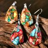 Nuevos pendientes de Amazon, pendientes de piedra emperador geométrica de color bohemio, pendientes vintage de temperamento, joyería europea y americana.