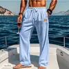 2025 Transfronterizo Nuevo Otoño Cordón Cintura Elástica Recto Liso Cómodo Transpirable Exterior Vacaciones Playa Moda