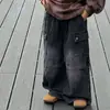 Jeans infantis primavera e outono calças compridas novas roupas infantis de primavera calças soltas calças compridas infantis estilo de rua moderno e descolado