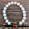 Pulsera de Jade Hetian Blanco Sebo Natural para Hombres y Mujeres Cuentas de Jade Blanco Rosario Collar de Jade Cuentas de Buda Pulsera de Bienestar