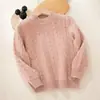 Suéter de Cachemira Suave para Niños Otoño e Invierno Nuevo Cuello Redondo Manga Larga Niños y Niñas Hilo Floral Tejido Camiseta Base de Lana