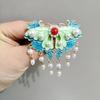 Novo Leque de Strass com Borla Antiga Presilha Lateral Bico de Pato Alto Senso Elegante Leque Grampo de Cabelo Elegante Headwear Cheongsam