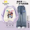Conjunto Jaqueta Moletom para Meninas Kpop Hunter Grupo Feminino Roupas de Outono Estilo Infantil Roupas para Meninas Gola Redonda Manga Longa Primavera e Outono