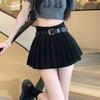 Calça saia plissada modeladora de cintura alta estilo garota popular saia curta pequena saia evasê senso de design saia curta de cor sólida verão Novo