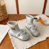 2026 Botas de Cristal Nuevas para Niñas Botas de Cuero Otoño Invierno Zapatos para Niños Botas Cortas de Princesa con Forro de Felpa Botas Martin