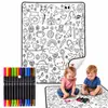 Manta de colorir lavável para rabiscos DIY pais e filhos, manta de colorir educativa para educação infantil, manta de pintura interativa para preencher com cores