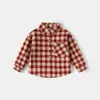 Camisa de Franela a Cuadros de Manga Larga para Niños, Estilo Coreano Primavera y Otoño, Chaqueta Holgada Elegante para Niños Pequeños