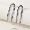 Brincos de Corrente Longa com Garras Exageradas Elegantes de Prata S925 com Strass para Mulheres Brincos com Franjas de Diamante Colorido Europeus e Americanos Brincos da Moda