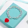 Pulsera para Pareja Etiqueta Inglesa en Forma de Corazón Marca T Cierre de Amor Ot Esmalte Azul Anillo de Corazón Melocotón Joyería Estilo Ins Transfronterizo