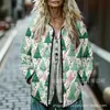 Sudadera de Algodón Acolchada para Mujer Estilo Nuevo 2025 Cuello Alto Floral Retro Rayas Otoño e Invierno Botones Sudadera para Mujer