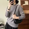 Suéter de punto para mujer, nuevo estilo otoño e invierno, cuello semi-alto, capa base con un sutil brillo, suave y cómodo, corte ajustado, manga larga