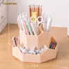 Porta lápices creativo de nueve compartimentos recién actualizado, gran capacidad, contenedor de lápices giratorio, caja de almacenamiento para escritorio de oficina, porta lápices, lujo ligero y de alta gama