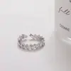 Moda ins joyería personalizada de moda nuevo anillo abierto cuadrado femenino ola forma de Z cobre incrustado circonita anillo de cola