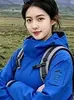 Chaqueta Azul Deportiva para Exteriores Tres en Uno Ropa de Abrigo para Mujer Ropa de Montañismo para Hombre Impermeable Cortavientos con Capucha Ropa de Protección contra el Frío para Esquí