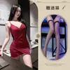 Vestido de Alça com Decote em V Estilo Boneca, Camada Dupla Sobreposta, Lingerie Sexy, Decote Revelador, Camisola Justa ao Corpo