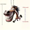 Enfeites 3D Multifuncionais Adequados para Decorações de Carro Planas, Chaveiro Pingente de Cavalo Risonho 2D de Boca Grande Não Acrílico