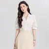 Moda Nueva Estilo Diosa Primavera y Verano 2026 Camisa Top Casual Profesional para Mujer Camisa Azul para Mujer