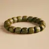 Pulseira de Sândalo Verde Enrolada no Dedo, Macia e Boa Sorte no Ano de Nascimento, Pulseira Torcida à Mão para Estudante, Estilo Feminino, Contas Budistas, Estilo de Transmissão Ao Vivo Masculino