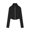 Fabricante Mayorista de Ropa para Mujer Transfronteriza Moda Europea y Americana 2026 Sudadera con Cremallera Corta Ajustada + Conjunto de Shorts