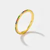 Anillo de Plata S925 Pura de 3 Colores Apilado con Zirconias de Tienda Completa Anillo Ins Europeo y Americano Boda Moda Joyería Simple para Fiesta