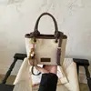 Bolso tote texturizado retro de moda, bolso de hombro de retazos simple a la moda, estilo minimalista elegante, bolso de mano de gran capacidad para el día a día