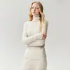 Nuevo otoño 2026 100% cachemir puro suéter base de punto ajustado para mujer con cuello alto