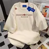 Camiseta Versátil de Manga Corta de Algodón 100% Puro de Longitud Media para Hombres y Mujeres, Verano Holgada Adelgazante Top Versátil de Cuello Redondo de Longitud Media
