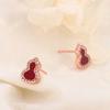 Pendientes de Calabaza de la Fortuna para Mujer Plata 925 Oro de 14K Ágata Roja Borde de Vidrio Blanco Pendientes Completos de Diamante Pendientes Ligeros de Lujo Elegantes