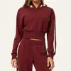 Sudadera Deportiva con Capucha Gruesa Otoño Invierno Europea y Americana para Mujer Bloque de Color Holgada Casual Transpirable Cálida Chaqueta Corta 3005