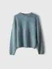 Suéter de punto acanalado grueso para mujer, mezcla de cachemira, seda de morera y lana, cuello redondo, corte holgado, estilo jersey, colección de otoño