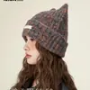 Bonito Sombrero de Orejas de Gato para Mujer 2024 Nuevo Tendencia de Moda Gorro de Punto Cálido Protección para las Orejas Lana Gorro para el Frío Invierno