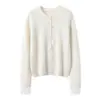 Cárdigan de cachemir para mujer, cuello redondo, tejido de punto abierto, colección otoño/invierno 2026, suéter de punto texturizado versátil, cárdigan de cachemir