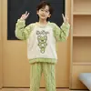 Pijama Infantil Outono e Inverno Menino Fleece Coral Espessado Forrado com Fleece Flanela Inverno