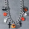 Nuevo Halloween Divertido Cráneo Fantasma Calabaza Cruz Multielemento Colgante Collar Corto