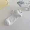 Calcetines de algodón para mujer, calcetines cortos finos de verano, a prueba de olores, antibacterianos, de malla, transpirables, lazo blanco, estilo ballet, calcetines invisibles, para niñas