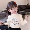 Camiseta Térmica Versátil para Meninas de Manga Longa Quente Dupla Face com Gola Meia-Alta Outono e Inverno Novo Estilo Tendência Meio Popular