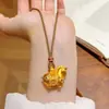 [Mismo Estilo que Laopu Weixue] Collar con Colgante Brújula de Ocho Tesoros Color Oro Arena para Mujer Collar con Cuerda y Colgante Dorado de Calabaza Jiaer