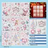 Decoraciones navideñas de Santa Claus color rosa gato globo aerostático guirnalda atmósfera electrostático pegatina para puerta de cristal para armario ventana