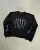 Camiseta de Manga Larga con Cuello Redondo para Hombre y Mujer, Diseño Falso de Dos Piezas Retro Oscuro Estilo Ins con Decoración Metálica de Remaches Nuevo 2026