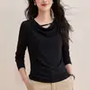 Elegante Diseño Blanco con un Escote Estilizado, Camiseta Interior de Manga Larga para Mujer, Camisa Base Ajustada para Otoño 2026, Top para Mujer