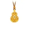 Collar de Calabaza de Loto Tradicional Dorado para la Buena Suerte para Mujer, Lujo Ligero Nicho Nuevo Estilo Chino, Collar de Suéter de la Fortuna Abrible