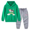 Primavera y Otoño 2023 nueva ropa infantil transfronteriza suéter con capucha para niños pantalones conjunto de dos piezas bebé algodón manga larga