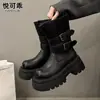 Botas Martin de cuero genuino con suela gruesa para aumentar la altura para mujer, nuevo estilo otoño 2026, botines retro británicos súper populares y versátiles con hebilla
