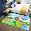 Alfombra de Dinosaurio de Dibujos Animados de Terciopelo de Cristal, Linda Alfombra para Gatear para Habitación Infantil y Dormitorio, Alfombra de Piso Antideslizante y Resistente a Manchas para Sala de Estar y Mesita de Noche