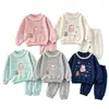 Conjunto Infantil Comércio Exterior Estilo Coreano Moda Primavera e Outono Blusa Manga Longa Moletom Solto Calças Jogger Conjunto Elegante de Duas Peças Atacado