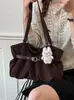Bolsa Casual de Ombro Único Franzida para Axila Feminina, Nova Moda Outono-Inverno 2026 Suede Grande Capacidade Bolsa de Mão Bolsa Tote