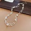 Collar redondo de perlas con cuentas estilo francés, sensación de lujo ligero y alta gama, cadena de suéter de doble capa, accesorio de nicho de diseño único para mujer