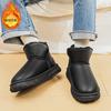 Zapatos de Invierno de Cuero Slip-on de Algodón para Hombre Botas de Nieve Cálidas y Gruesas con Forro Polar Zapatos Deportivos al Aire Libre Tipo Pan Tallas Grandes