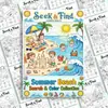 Nuevo producto transfronterizo: 10 hojas/paquete, libro para colorear con tema de playa de verano, papel para dibujar con divertidos garabatos y juegos de rompecabezas